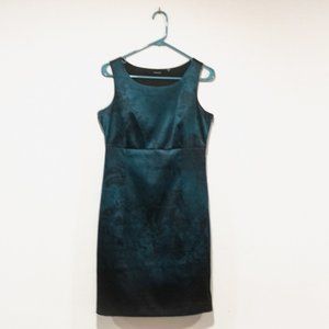 TAHARI dress 8 amazing dark teal and black fabric